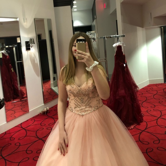 pink and gold ball gown, wore once